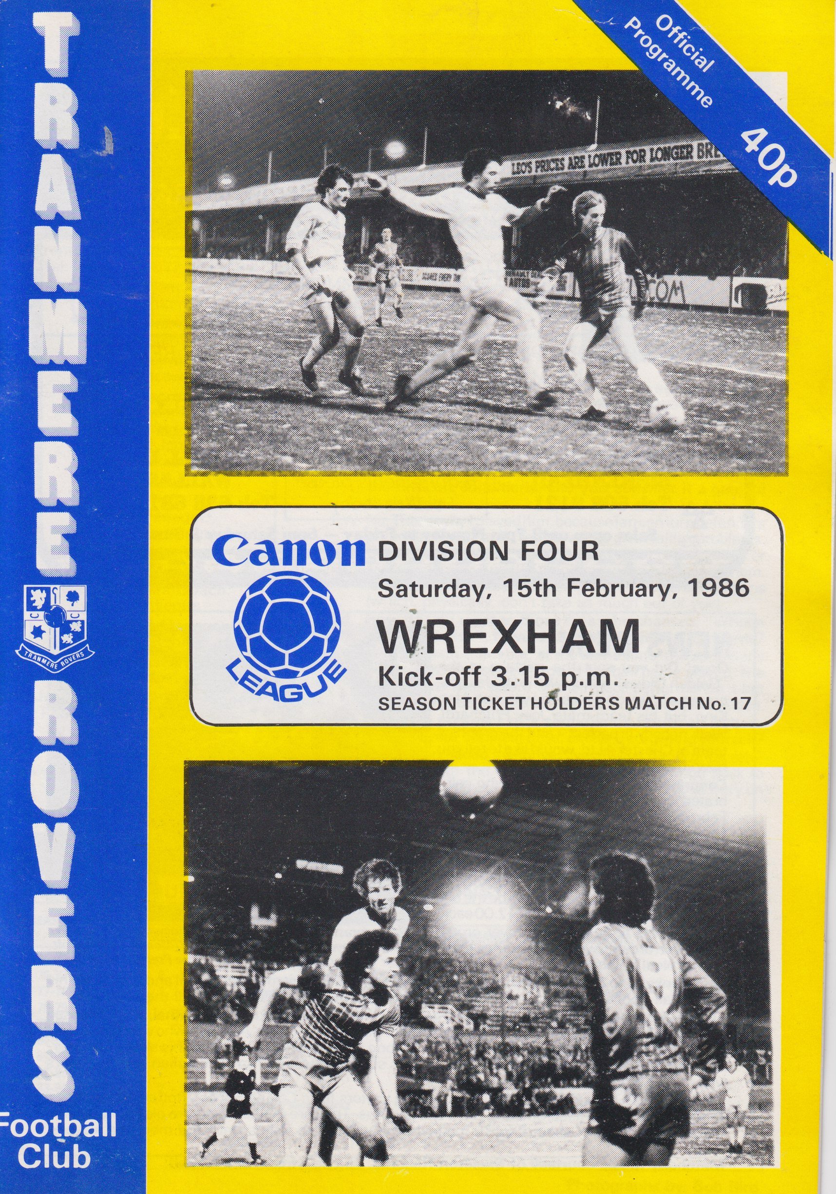 Tranmere Rovers v Wrexham match programme